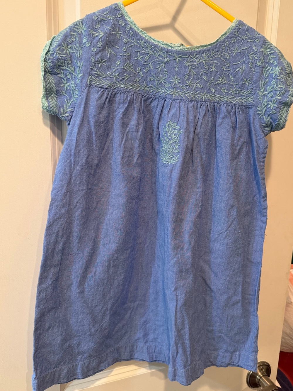 Roberta Roller Rabbit Girls Blue Dress with Mint Embroidery